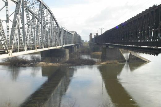 Massive pillar of a bridge over the Vistula