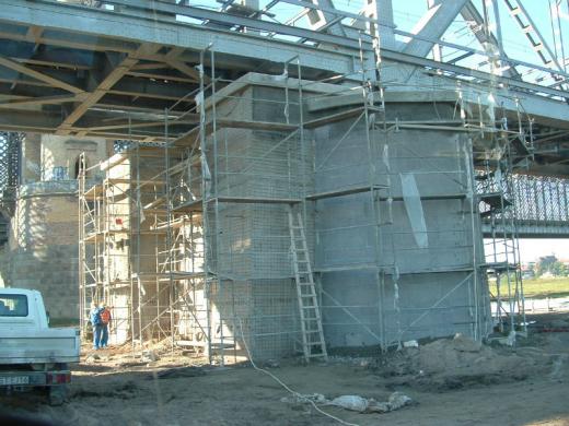 Massive pillar of a bridge over the Vistula