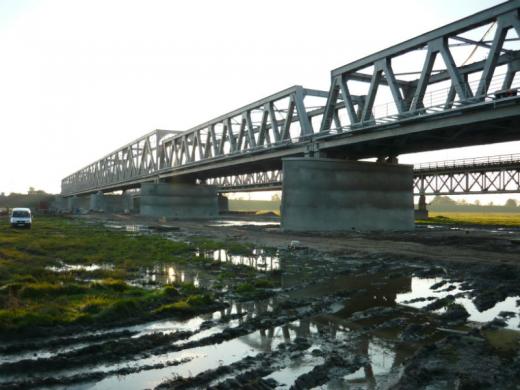 Massive pillar of a bridge over the Vistula