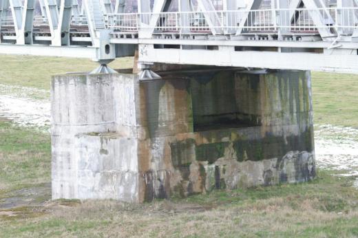Massive pillar of a bridge over the Vistula